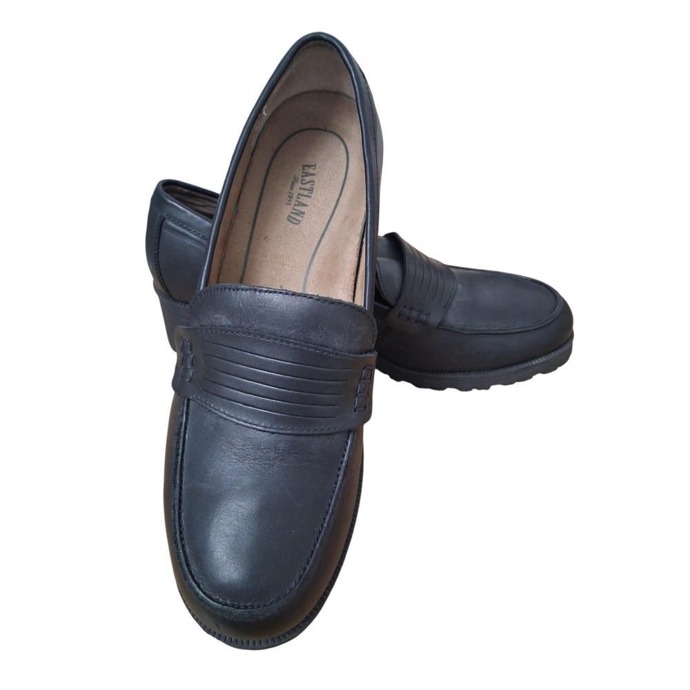 Eastland Newbury Leather Block Heel Loafer Women's Size 11 Casual Academia Shoes
